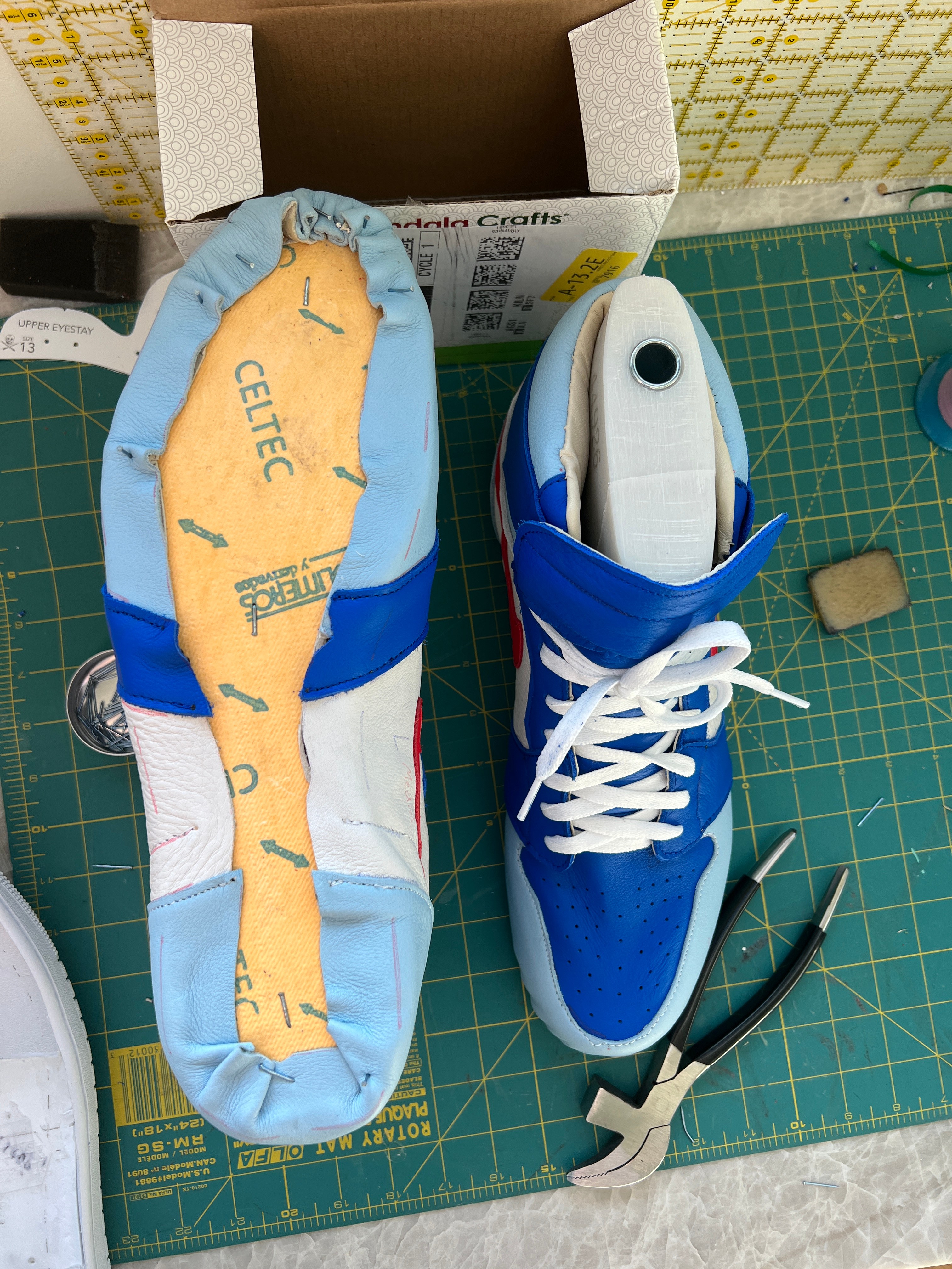 Custom Jordans in Various Stages of Assembly