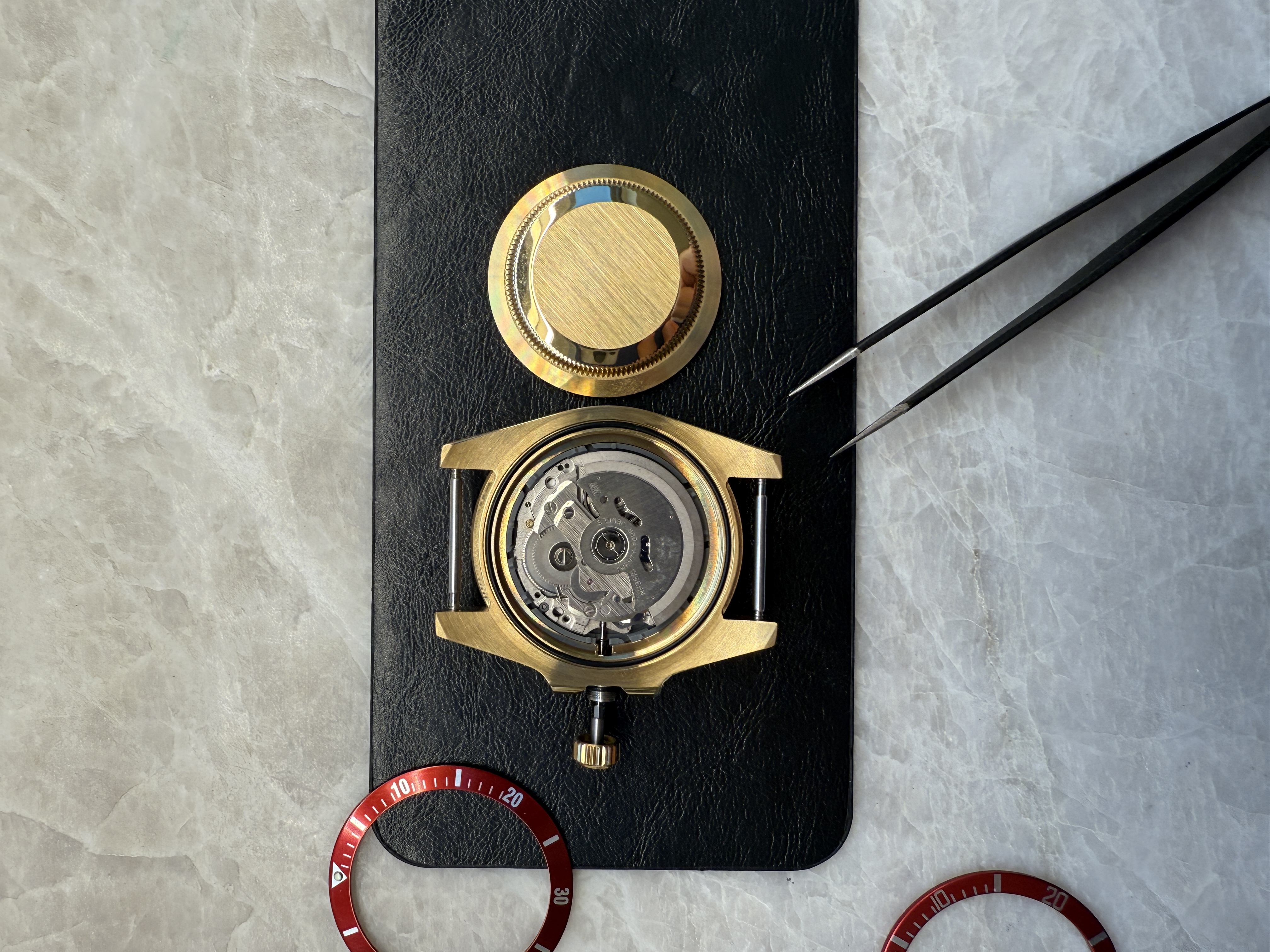 View of Movement in Open Gold Watch Case